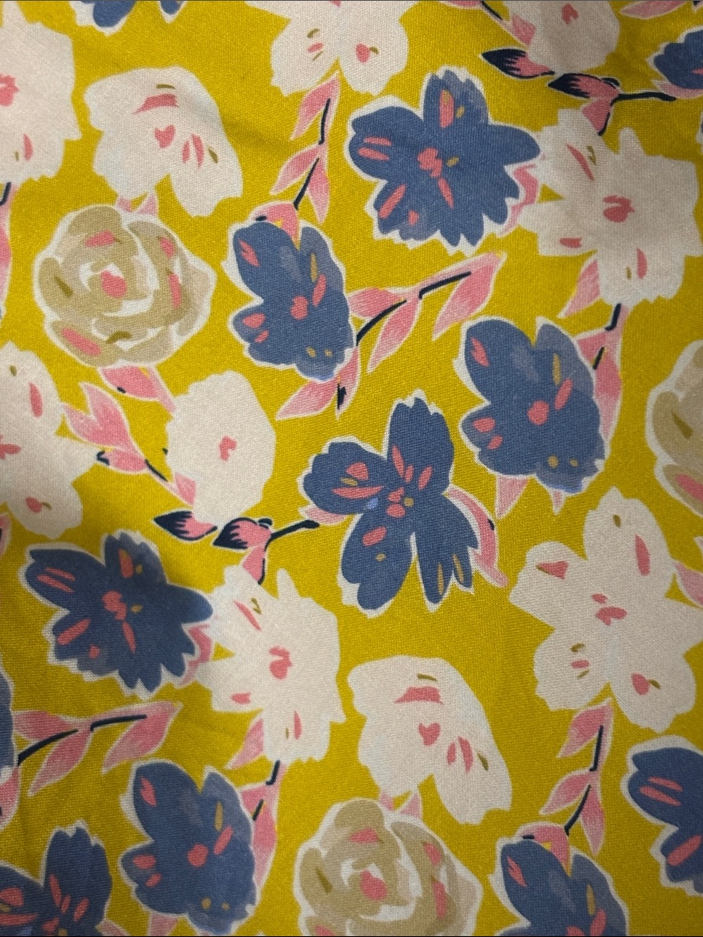 NWT Tulip B Vintage Inspired A-Lined Floral Midi Skirt Yellow Blue Pink Pockets - Picture 4 of 7